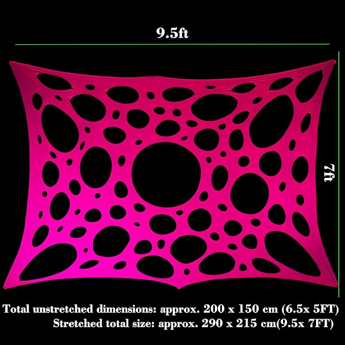 Mesh Party Decoration Background Cloth 9.5ft x 7ft Black Light Party Decoration Spandex Lycra Mesh with Eyelets for Installation (Neon Pink, 9.5ft x 7ft)