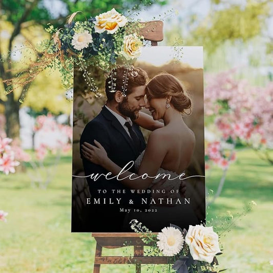 Personalized Wedding Welcome Sign, Rectangular, 12x18 inches, Plastic, Full Size, Weatherproof & Fade-Resistant