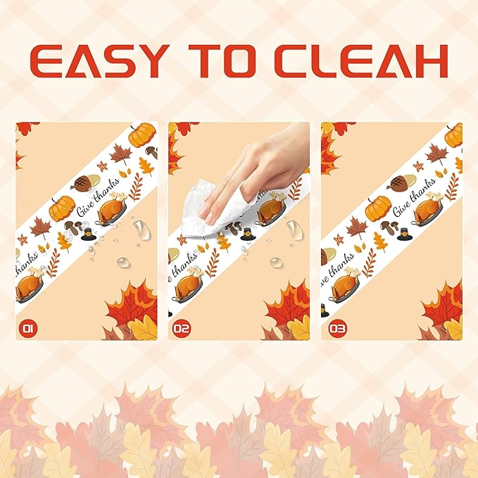 Childom Thanksgiving Tablecloth, 3 Pack Disposable Plastic Tablecloth 54" x 108" Thanksgiving Decorations, Autumn Maple Leaf Party Table Cover, Fall Harvest Party Decor for Outside,Picnic,Home,Dinner