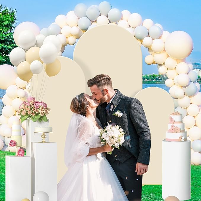 Wedding Arch Backdrop Stand Set of 3, (4, 5, 6) Metal Arch Backdrop Stand with Wedding Arch Cover, Wedding Balloon Arch Backdrop Stand for Birthday, Baby Shower, Anniversary