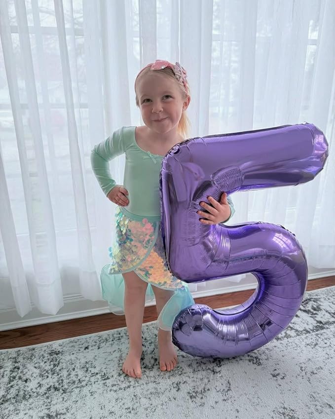 0 Balloon - Purple Birthday Number Balloons, 40 Inch Large Foil Balloons for Men Women Boys Girls Purple Themed Birthday Decorations
