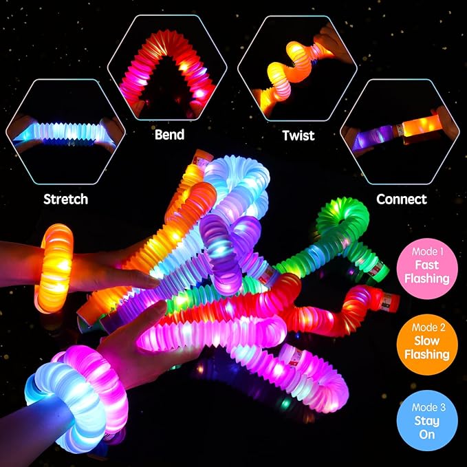 100 Pack Glow Sticks Party Favors Light Up Pop tubes Sensory Toys LED Glow Necklaces Bracelets Birthday Goodie Bag Stuffers Classroom Prizes Gifts for Boys Girls Toddlers Halloween Easter Gift