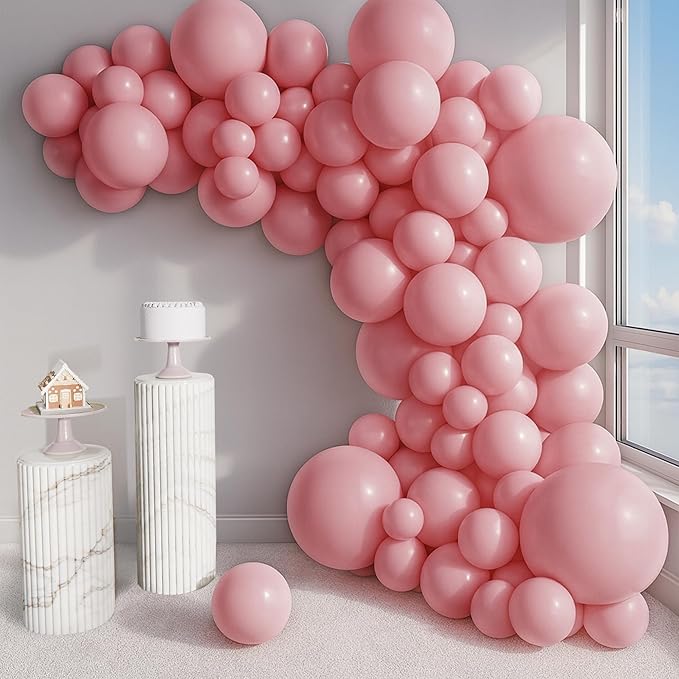 Balloon Garland Arch Kit – 146 Pcs Dusty Pink Balloons for Baby Shower, Birthday, Gender Reveal, Wedding Party – DIY Kit by Vellax™