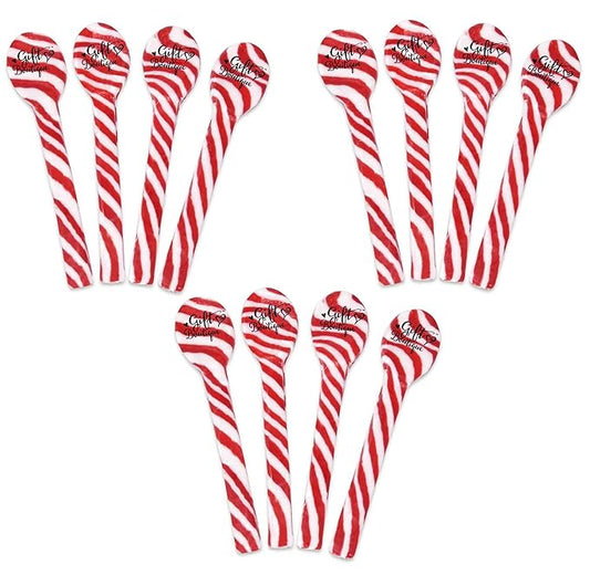 Gift Boutique Christmas Peppermint Candy Cane Spoons 12 Pack Edible Mint Candies Spoon Individually Wrapped for Stirring Beverages Cocoa Tea Coffee Cocktails, Stocking Fillers Holiday Party Favor Gift