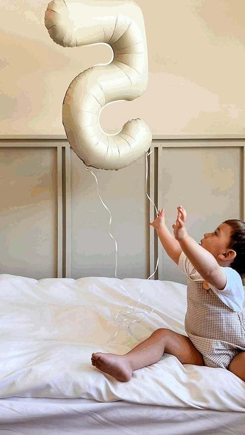 0 Balloon - Cream Birthday Number Balloons, 40 Inch Large Foil Balloons for Men Women Boys Girls Cream Themed Birthday Decorations