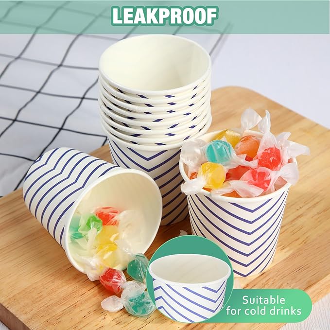 Tanlade 1000 Pack Multicolor 5 oz Paper Cups Striped Bathroom Mouthwash Cups for Parties, Picnics, Barbecues, Travel and Events, 10 Colors