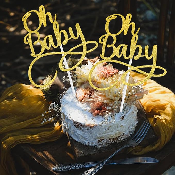 1 Pack Oh-Baby Cake Toppers Boy or Girl Theme Baby Shower Cupcake Picks for Gender Reveal, Kids Birthday Party Decoration(Style B)