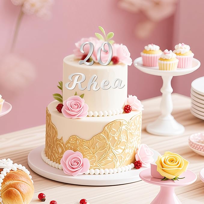 126 PCS Custom Name Cake Topper Acrylic Letters DIY Personalized A-Z & 0-9 Number Alphabet Cake Decoration For Wedding Anniversary Baby Shower Party Birthday Supplies (Silver)