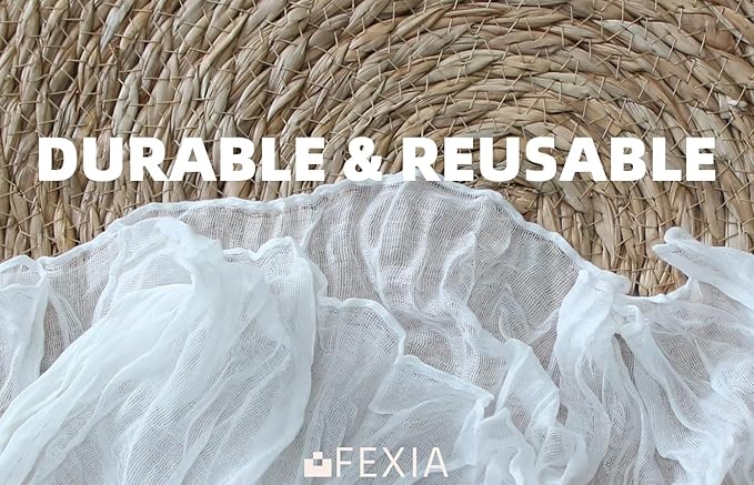 FEXIA 12 Pack Ivory White Table Runner 35x120 Inches for Baby Shower Decoration Gauze Rustic Table Runner for Wedding Party First Communion Centerpiece Engagement Bridal Shower Boho Decoration