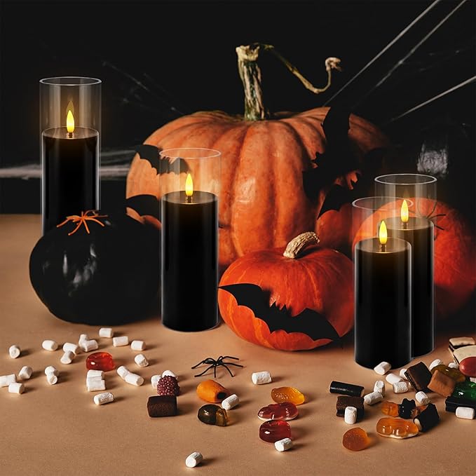 24Pack Black Flickering Flameless LED Candles with Remote & Timer, Small Pillar Acrylic LED Candles Perfect for Indoor/Outdoor Decor,Wedding,BBQ and Gift - Easily Create a Magical Atmosphere.