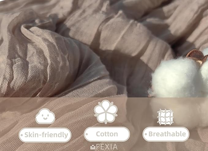 FEXIA 6 Pack Nude Table Runner 35x120 Inches for Gauze Table Runner for Bridal Shower Wedding Party First Communion Centerpiece Engagement Boho Table Decoration