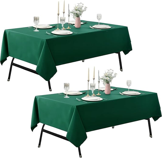 2-Pack 60x60 inch Blackish Green Table Cloths, Solid Stain and Wrinkle Resistant Tablecloth, Premium Plain Weave Polyester Fabric Rectangle Table Linen Covers for Hotel, Banquet