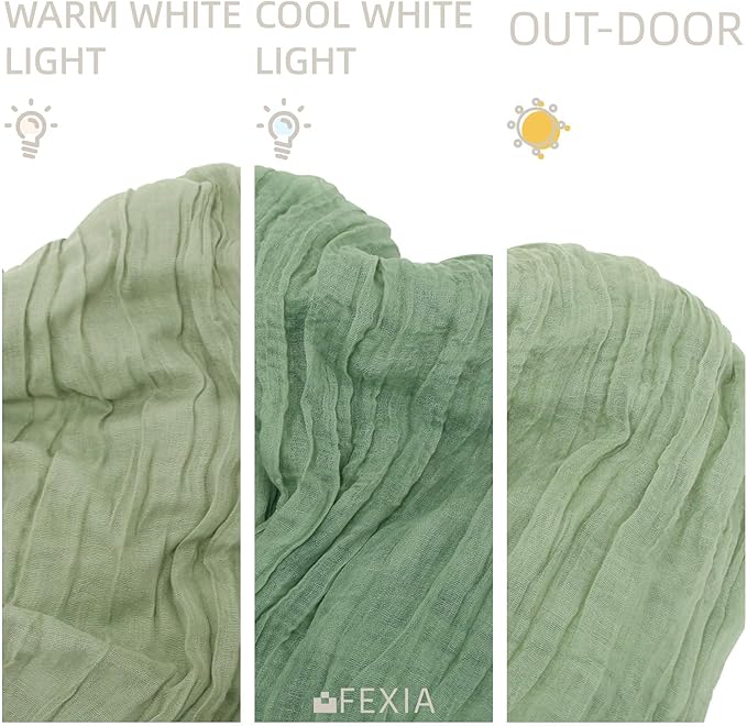 FEXIA 6 Pack Sage Green Table Runner 35x120 Inches for Baby Shower Decoration Gauze Rustic Table Runner for St. Patrick's Day Easter Wedding Party Centerpiece Engagement Bridal Shower Boho Decoration