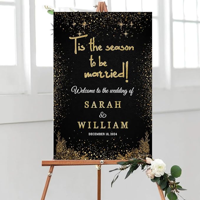 Personalized Christmas Wedding Welcome Sign, Holiday Welcome Sign, Tis the Season to be Married Sign, Winter Wedding Sign, Winter Wedding Decor, Custom Christmas Wedding Sign #9