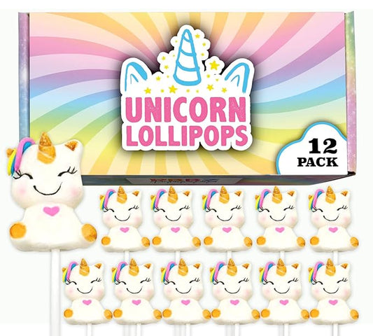 Unicorn Candy Lollipops (12 pieces) Individually Wrapped Suckers, Great for Unicorn Birthday, Party Favors, Candy Buffet, Pinata, Goodie Bags