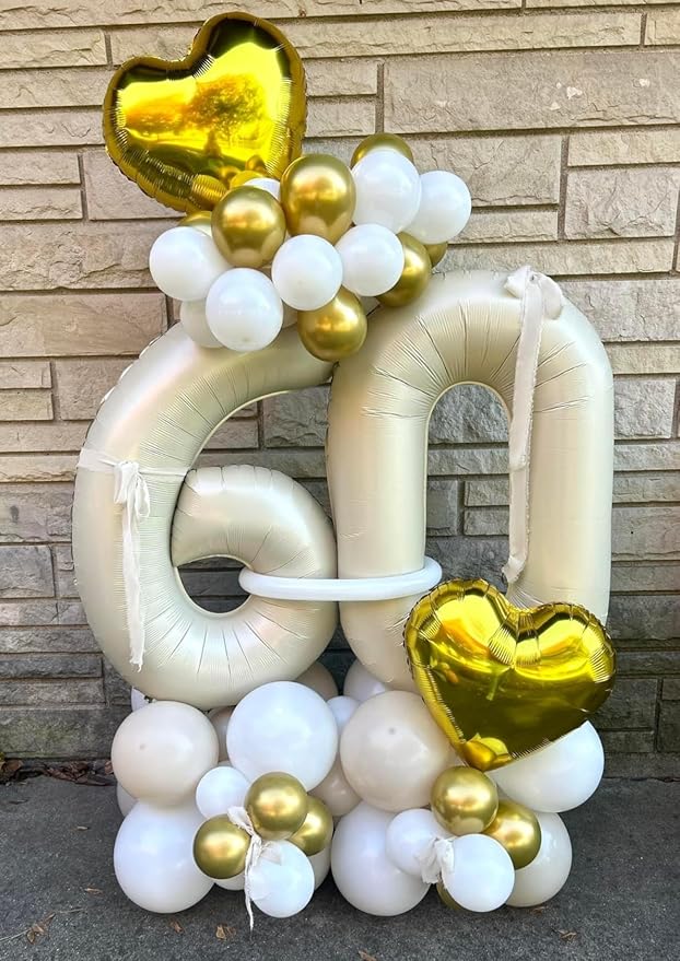 0 Balloons Numbers Birthday Decorations for Women Men, Number Balloons 40 In, Cream Birthday Party Decorations Big Balloons for 10 20 30 Wedding, Celebration Party, Graduations
