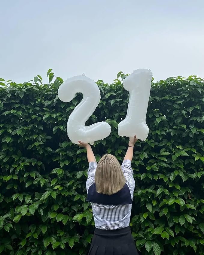 0 Balloon - White Birthday Number Balloons, 40 Inch Large Foil Balloons for Men Women Boys Girls White Themed Birthday Decorations