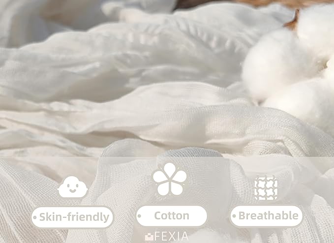 FEXIA 12 Pack Ivory White Table Runner 35x120 Inches for Baby Shower Decoration Gauze Rustic Table Runner for Wedding Party First Communion Centerpiece Engagement Bridal Shower Boho Decoration