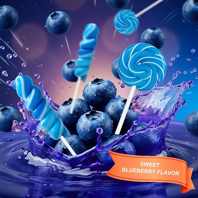 32 Counts Something Blue Twisty and Swirl Lollipops Blueberry Flavor, Individually Wrapped Lollipop Suckers Candy Bulk, Party Candy Buffet Lollipops Swirl, Holiday Treats Suckers