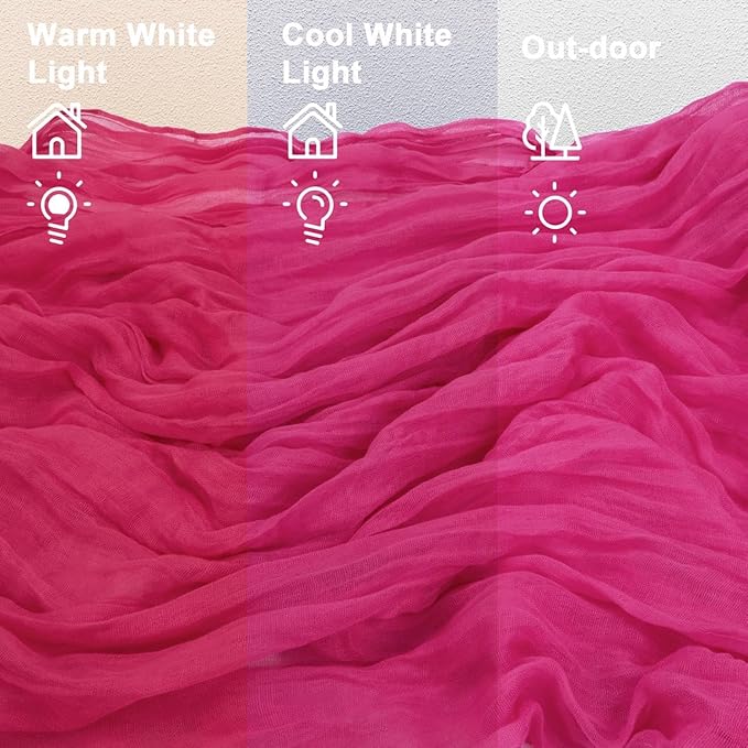 FEXIA Rose Red Table Runner 35x120 Inches for Baby Shower Decoration Gauze Rustic Table Runner for Wedding Party First Communion Centerpiece Engagement Bridal Shower Boho Decoration