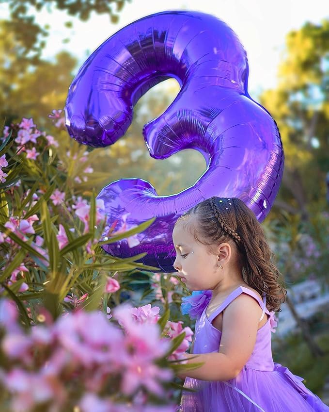 0 Balloon - Purple Birthday Number Balloons, 40 Inch Large Foil Balloons for Men Women Boys Girls Purple Themed Birthday Decorations