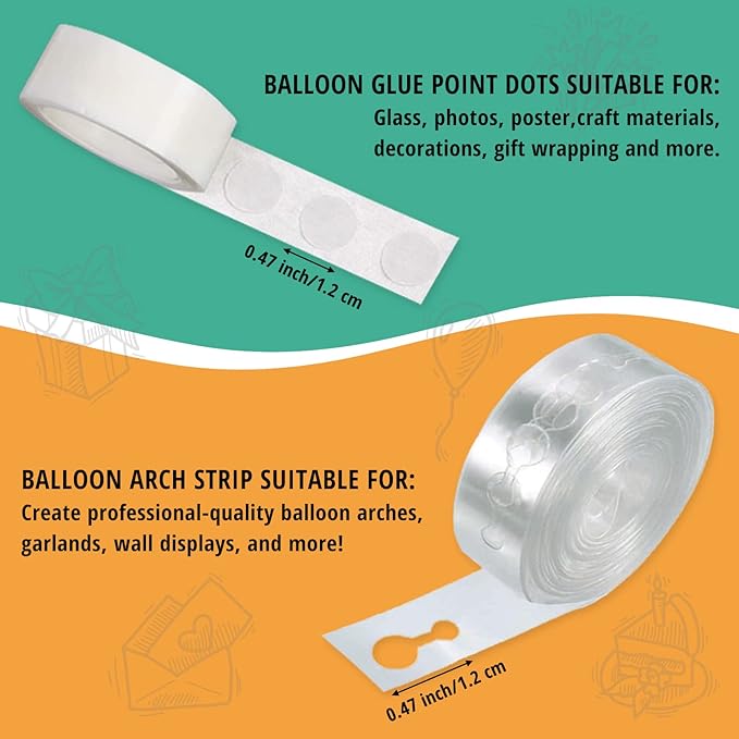 Balloon Arch Kit, 82ft Easy DIY Balloon Decorating Garland Strip and 500Pcs Glue Point Dots Tape for Balloon Arch, Decorations Making