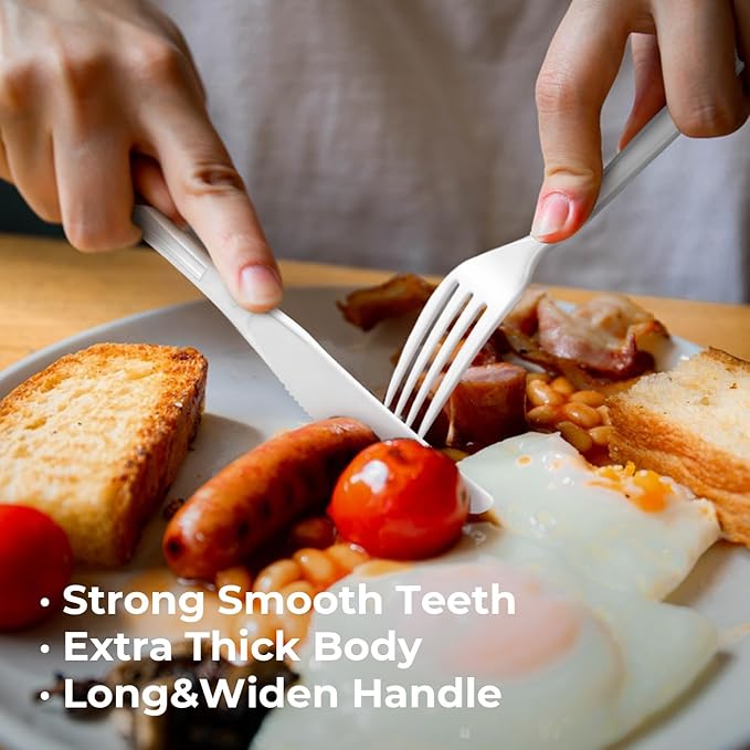 600Pack Disposable Plastic Knives Bulk White Heavy Duty Silverware - Value Pack Cutlery Set For Parties, Restaurant (600KNIVES)