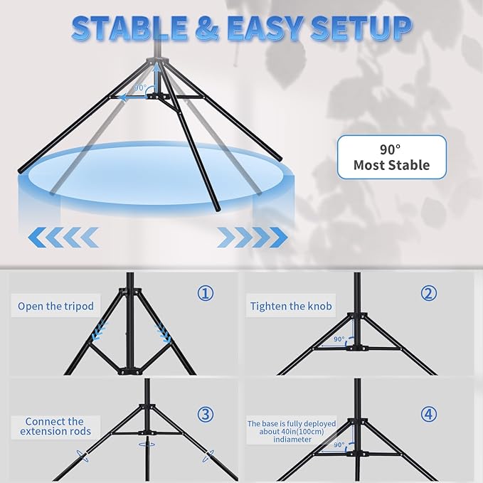 Backdrop Stand, 8.5x10ft(2.6x3m) Photo Studio Adjustable Background Stand Support Kit with 5 Crossbars, 6 Backdrop Clamps and and Carrying Bag for for Photo Video Shooting, Parties, Wedding