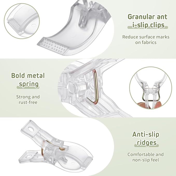 LemonRoad 16 Pcs 2.6" Clips for Balloon Arch Clear Heavy Duty 1.2" Jaw Opening Spring Clamps for Christmas Balloon Arch, Tablecloth Clip, Backdrop Stand for Wedding Photography Studio Home Decorations