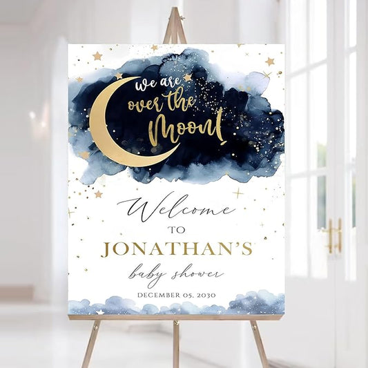 Custom Baby Shower Welcome Sign, Personalized Baby Shower Welcome Sign, Welcome Baby Shower Yard Sign, Star And Moon Baby Shower Theme, Cloud Baby Shower Sign Decorations