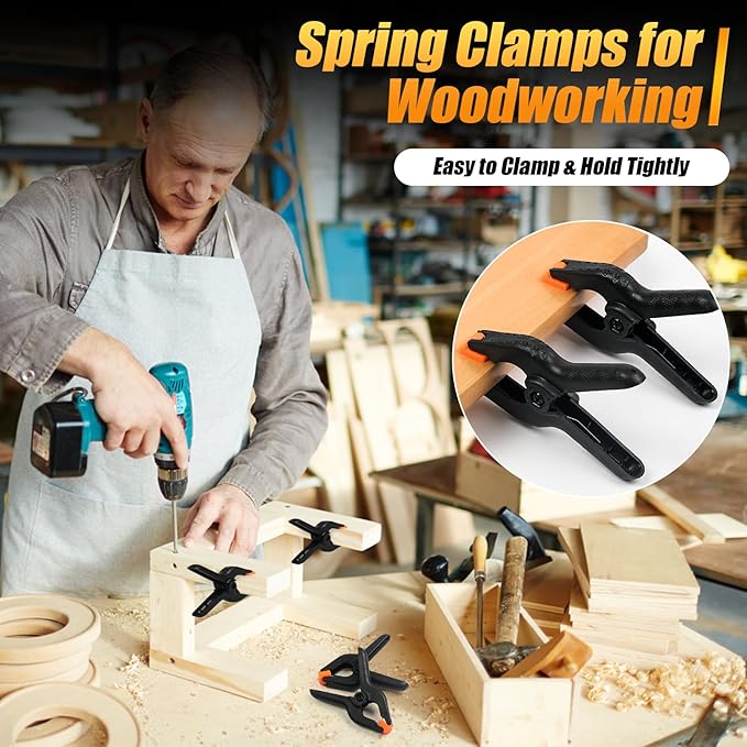 RELBRO Spring Clamps, 3.5 Inch Small Plastic Clips for Balloon Arch Backdrop Craft Decoration, Heavy Duty, Black, 10 Pcs