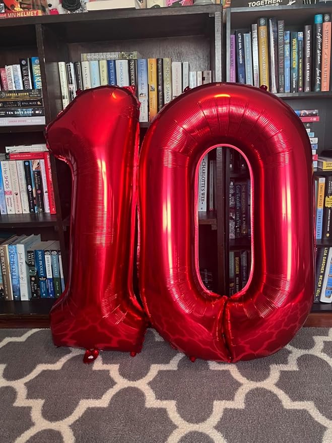 0 Balloons Numbers Birthday Decorations for Women Men, Number Balloons 40 In, Red Birthday Party Decorations Big Balloons for 10 20 30 Wedding, Celebration Party, Graduations