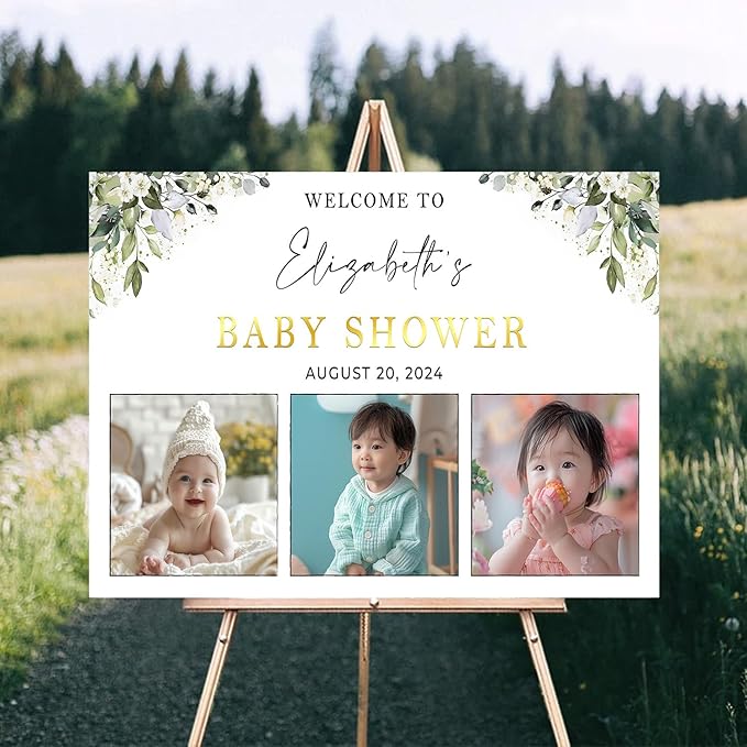 Personalized Baby Shower Welcome Sign, Baby Shower Yard Sign For Boy Or Girl, Baby Shower Welcome Sign With Stand, Baby Shower Welcome Signs, Greenery Baby Shower Welcome Sign