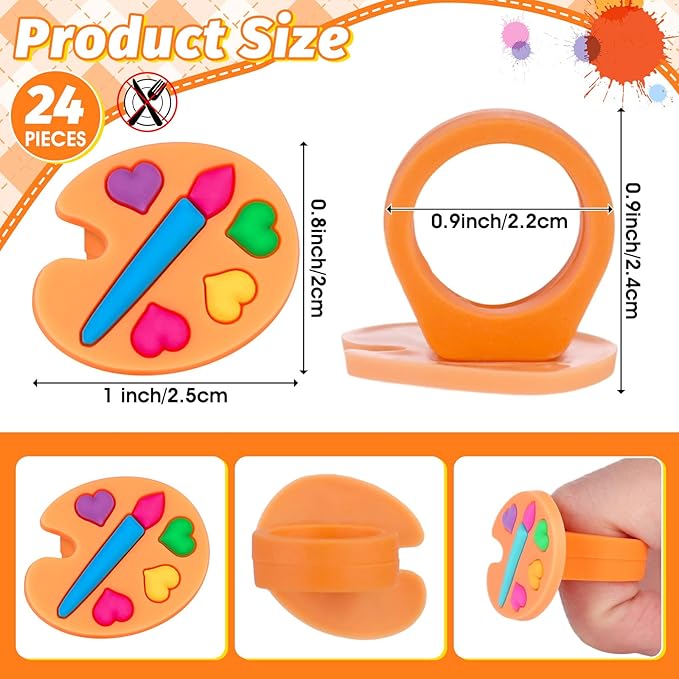 24 PCS Palette Cupcake Toppers Dessert Ring Cupcake Topper Art Paint Cake Toppers Painting Graffiti Art Party Favors Birthday Party Baby Shower Decor Supplies