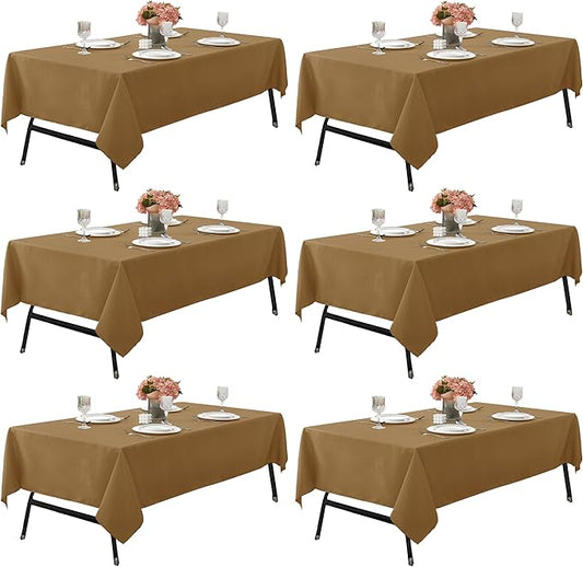6-Pack 60x60 inch Coffee Table Cloths, Solid Stain and Wrinkle Resistant Tablecloth, Premium Plain Weave Polyester Fabric Rectangle Table Linen Covers for Hotel, Banquet