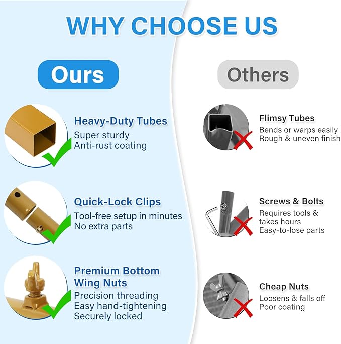 Heavy Duty Metal Arch Backdrop Stand, 6.6FT Stable Gold Arch Stand with Ground Stakes and Water Bags, Balloon Arch Stand for Wedding Party Baby Shower Photo Flower Arch Decration (6.6FT)