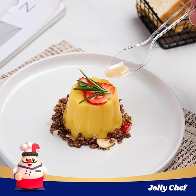 JOLLY CHEF 300 Count Clear Plastic Teaspoons Heavy Duty, 6.54" Heat Resistant Solid and Durable Plastic Teaspoons Disposable, Disposable Bulk Cutlery Suitable for Parties Supply Events Everyday Use