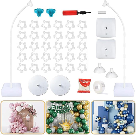 Balloon Arch Kit - Bendable 8.2FT & 6FT Balloon Arch Stand with Base and Manual Pump,Reusable Versatile Half Arch Balloon Stand for Birthday,Wedding, Baby Shower, Holiday, Graduation Party Decorations