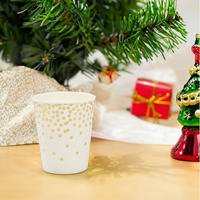 BLUE PANDA 50 Pack 9oz Gold Paper Cups for Hot Drinks, Party Supplies, Weddings, Bridal Showers