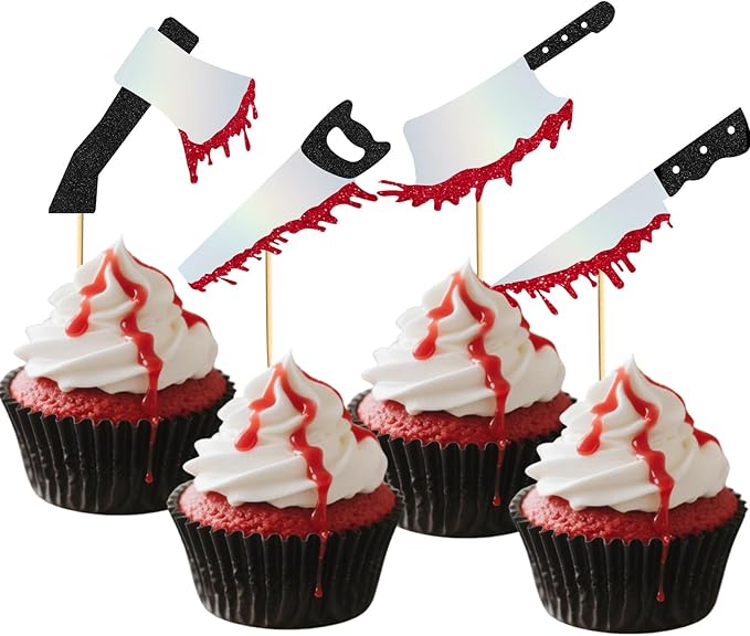 Halloween Cupcake Toppers, 24 Pcs Halloweens Birthday Decorations Halloween Party Decorations Halloween Birthday Party Supplies