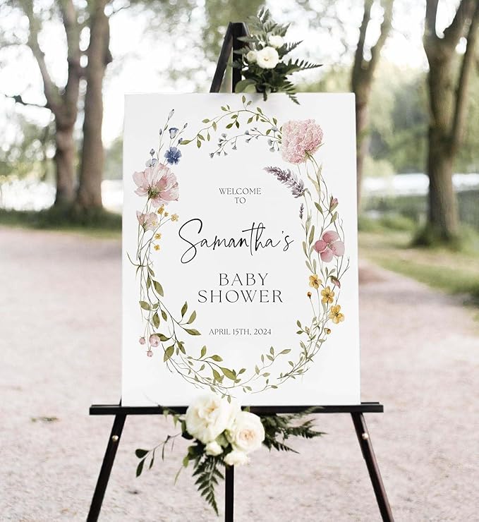 Personalized Baby Shower Sign, Wildflower Baby Shower Welcome Sign, Garden Flower Baby Shower Welcome Sign, Baby Shower Signs, Welcome Baby Shower Sign, Baby Shower Yard Sign, Baby Shower Decorations