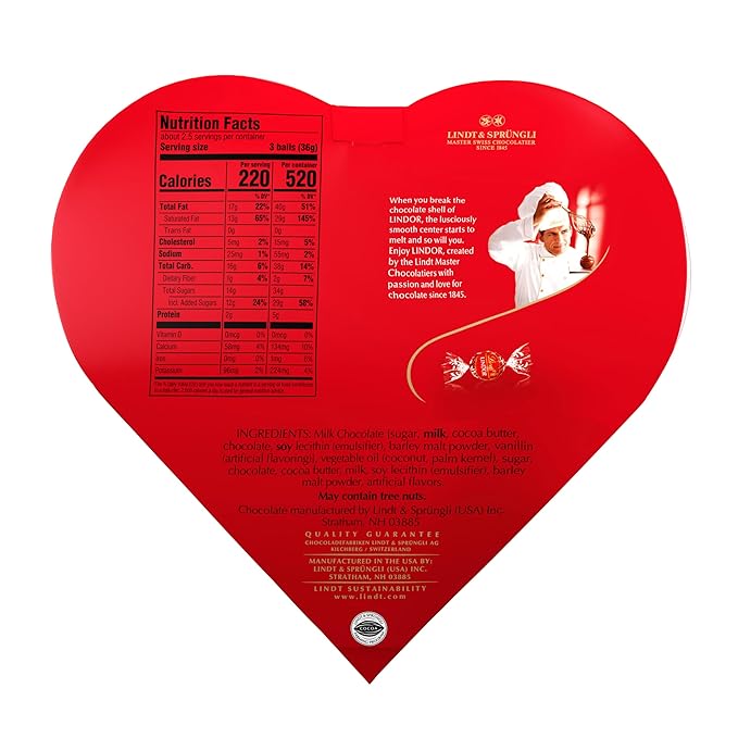 Lindt LINDOR Valentine's Milk Chocolate Candy Truffles Friend Heart, Milk Chocolate Candy with Milk Truffle Filling, 3 oz.