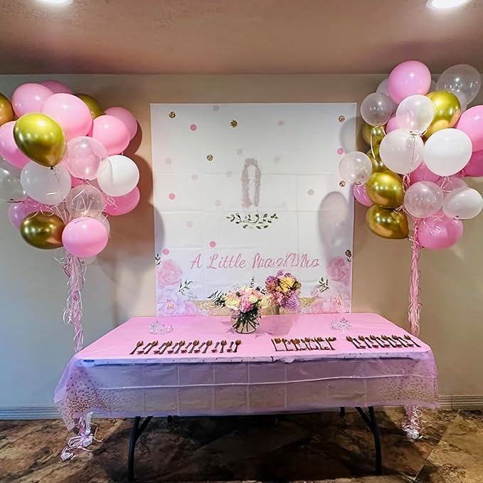 Balloons Pink Gold Confetti, 60 Packs 12 Inch Pink White Metallic Gold Balloon for Girls Birthday Wedding Bridal Baby Shower Princess Party Decorations