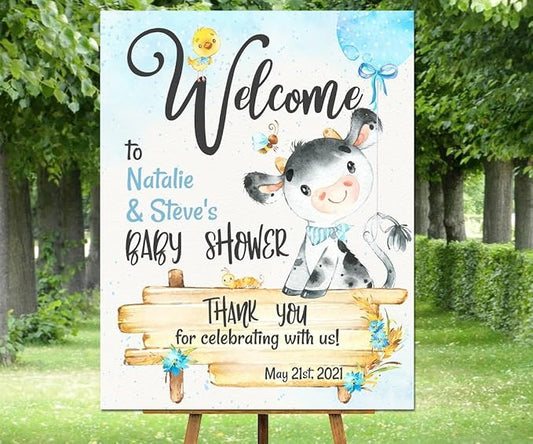 Farm Animals Baby Shower Decorations, Baby Shower Sign, Welcome to Baby Shower Sign Personalized, Welcome Sign for Baby Shower, Baby Shower Welcome Sign with Stand, Custom Baby Shower Sign