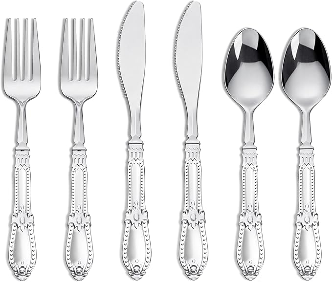 Nervure 150PCS Silver Plastic Silverware - Heavy Duty Disposable Cutlery Set, Luxury Silver Plastic Utensils include 50Pcs Forks, 50Pcs Spoons, 50pcs Knives Perfect for Wedding, Party, Daily Use