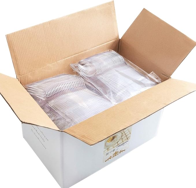 Supernal 400pcs Clear Plastic Silverware Heavy Duty Plastic Forks and Spoons Crystal Disposable Cutery Disposable Utensils Include 200 Forks and Spoons Perfect for Halloween Thanksgiving Christmas