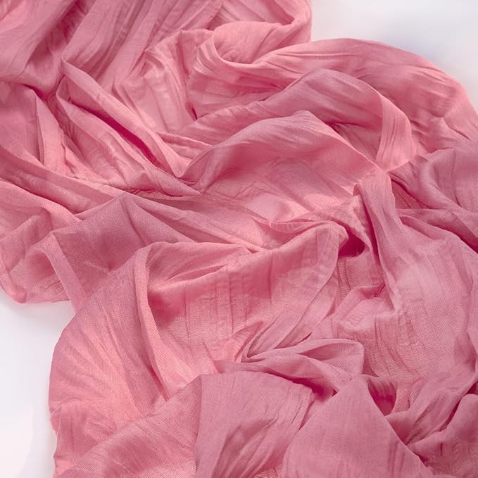 MLMC Mauve Pink Table Runner Cheesecloth Table Runner 10ft Sheer Rustic Gauze Cheese Cloth Decor 35x120 Inches for Wedding Party Bridal Shower Birthday Winter Decor