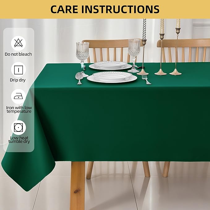 6-Pack 60x144 inch Blackish Green Table Cloths, Solid Stain and Wrinkle Resistant Oblong Tablecloth, Premium Plain Weave Polyester Fabric Rectangle Table Linen Covers for Hotel, Banquet