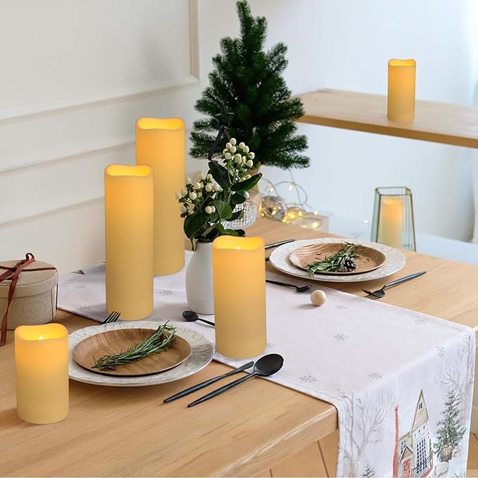 144-Pack LED Flameless Flickering Candles with Remote Control and 2/4/6/8 H Timer Led Pillar Candles of Wedding, Table, Halloween,Christmas Decorations and Special Occasions (Three Sizes)