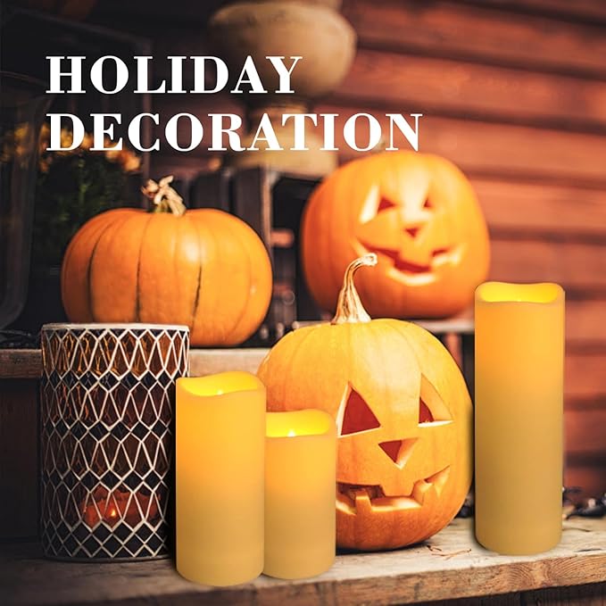 72-Pack Realistic Flameless LED Candle, Battery Operated with Remote Control, 3D Flame Pillar Timer Funtion Melted Top Safe,Perfect for Indoor/Outdoor Decor,Wedding,BBQ and Gift.
